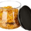 Amazon Solimo Plastic Storage Jar and Container Set I Air Tight & BPA Free Containers for Kitchen Storage Set I Grocery Kitchen Container Set I Multipurpose Jar | 800 Ml Each | Set 4 | Black