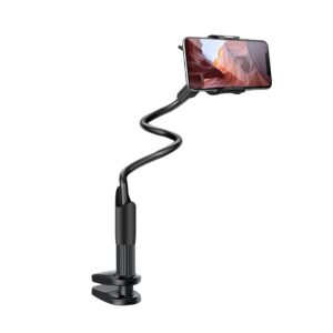 Amkette Flexi Phone Holder, Flexible Telescopic Long Arm Mount with Amkette Flexi Phone Holder, Flexible Telescopic Long Arm Mount with 360 Degree Rotatable Clamp Compatible with All Smartphones Upto 17.27cm (6.8 Inches) (Black)