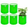 Anandi Green's Premium HDPE Uv Protected 260 GSM Round Shaped Green Colour Plants Grow Bags Suitable for Terrace and Vegetable Gardening 12x12 Inch Pack of 5 Grow Bags