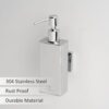 Aquarium Wall Mounted Liquid Handwash Dispenser Bottle - Chrome Plated Stainless Steel 304 | Refillable Liquid Soap Dispenser for Bathroom, Kitchen & Wash Basin | OTS