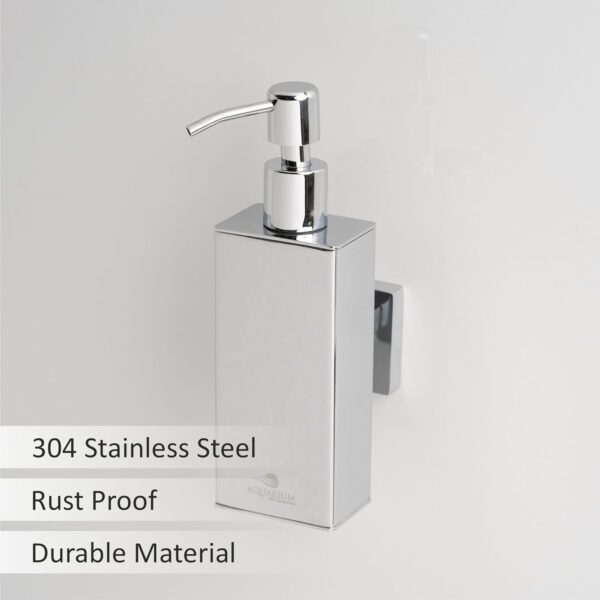 Aquarium Wall Mounted Liquid Handwash Dispenser Bottle - Chrome Plated Stainless Steel 304 | Refillable Liquid Soap Dispenser for Bathroom, Kitchen & Wash Basin | OTS