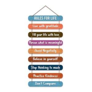 Artvibes Rules for Life Quotes Printed Mdf Wooden Wall Hanging | Living Room | Office | Home Decor Items | Gifts | Wall Art For Hall | Modern Wall Decorative Accessories for Home Decoration (WH_9310N)