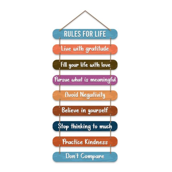 Artvibes Rules for Life Quotes Printed Mdf Wooden Wall Hanging Artvibes Rules for Life Quotes Printed Mdf Wooden Wall Hanging | Living Room | Office | Home Decor Items | Gifts | Wall Art For Hall | Modern Wall Decorative Accessories for Home Decoration (WH_9310N)