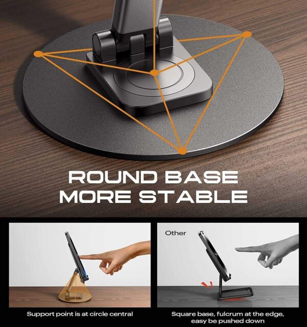 Asray Premium 360° Rotatable Mobile Phone Holder Stand | Stable Metallic Base | Adjustable & Foldable