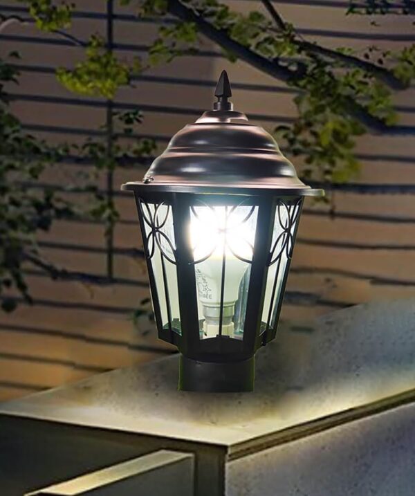 Avior Waterproof Gate Light for Main Gate, Metal & Glass Outdoor/Exterior Gate Lamp for Piller, Pole Light, Garden Light, Boundaries, Garden, Farmhouse (GL11, Pack of 1)