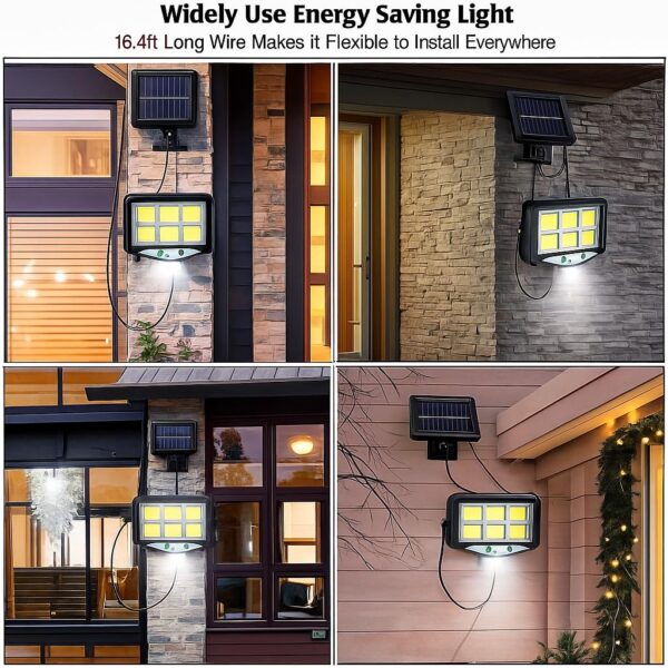 BIYALI Outdoor Solar Wall Lights with Remote Control, Waterproof Motion Sensor Security Light, 3 Lighting Mode LED Solar Flood Lights with 16.4ft Cable for Garden, Yard, Garage (1, New Light)