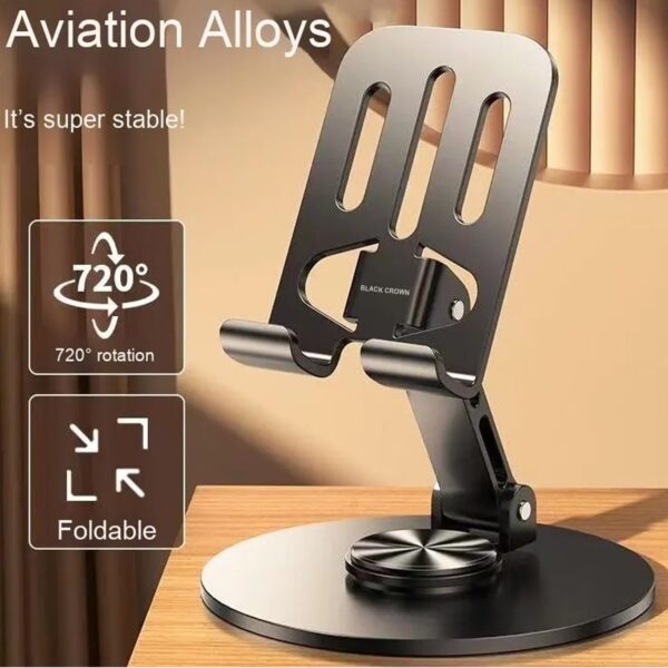 BLACK CROWN Universal Mobile Phone Holder Stand for Desk, Foldable Hollow Design Phone Tablet Holder Durable & Convenient 360° Rotating Base Stand Compatible with Phone & Tablets.(Multicolor)