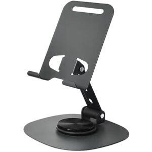 BROLAVIYA Metal Mobile Stand for Desk Adjustable Flexible Mobile Holder for Home Sturdy with Anti Slip Base for All Mobiles and Smartphones for Office Kitchen Bedroom - Grey (Grey)