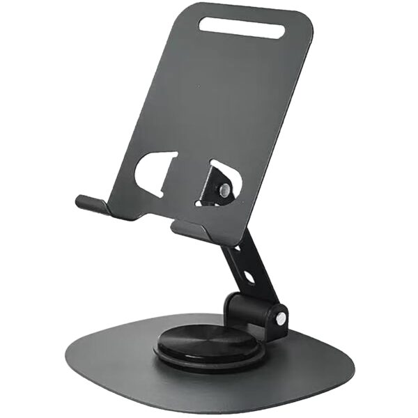 BROLAVIYA Metal Mobile Stand for Desk Adjustable Flexible Mobile Holder BROLAVIYA Metal Mobile Stand for Desk Adjustable Flexible Mobile Holder for Home Sturdy with Anti Slip Base for All Mobiles and Smartphones for Office Kitchen Bedroom - Grey (Grey)