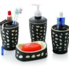 Bathroom Accessories Set - 4 Pieces Bath Ensemble Set Include Bathroom Accessories Set - 4 Pieces Bath Ensemble Set Include Hand Liquid Soap Dispenser,Soap Dish,Toothbrush & Paste Holder, Dust Bin Bathroom Accessory Set for Bathroom, Multicolor