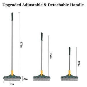 Bathroom Cleaning Scrubber with Wiper Upgraded 3 in 1 Toilet Scrubber Bathrooms Brush with Long Handle 180°Rotate Bathrooms Floor Cleaning Scrubber Brush (Medium)