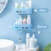 Bathroom-Organizer-Shelf-with-Soap-Holder-Wall-Mounted-Bathroom-Accessories-Set-No-Drill-Self-Adhesive-Storage-Rack-for-Shampoo-Conditioner-Toiletries-Plastic-Blue.jpg Bathroom Organizer Shelf with Soap Holder | Wall Mounted Bathroom Accessories Set | No Drill Self Adhesive Storage Rack for Shampoo, Conditioner & Toiletries | Plastic, Blue