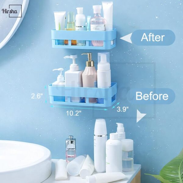 Bathroom-Organizer-Shelf-with-Soap-Holder-Wall-Mounted-Bathroom-Accessories-Set-No-Drill-Self-Adhesive-Storage-Rack-for-Shampoo-Conditioner-Toiletries-Plastic-Blue.jpg Bathroom Organizer Shelf with Soap Holder | Wall Mounted Bathroom Accessories Set | No Drill Self Adhesive Storage Rack for Shampoo, Conditioner & Toiletries | Plastic, Blue