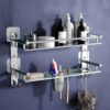 Bathroom Organizer Without Drill – Corner, Shelves, Rack, Shelf, Storage, Bathroom Organizer Without Drill – Corner, Shelves, Rack, Shelf, Storage, Wall, Racks and Adhesive, Mounted, self Holder, soap, Stand Bathroom Accessories (Double Layer(5 in 1))
