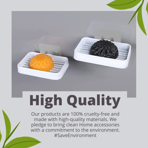 Bathroom Soap Holder for Wall | Self Adhesive Soap Stand Without Drill | Plastic Soap Dish for Bathroom & Kitchen Sink | Stickable Soap Tray, Bathroom Accessories Essential