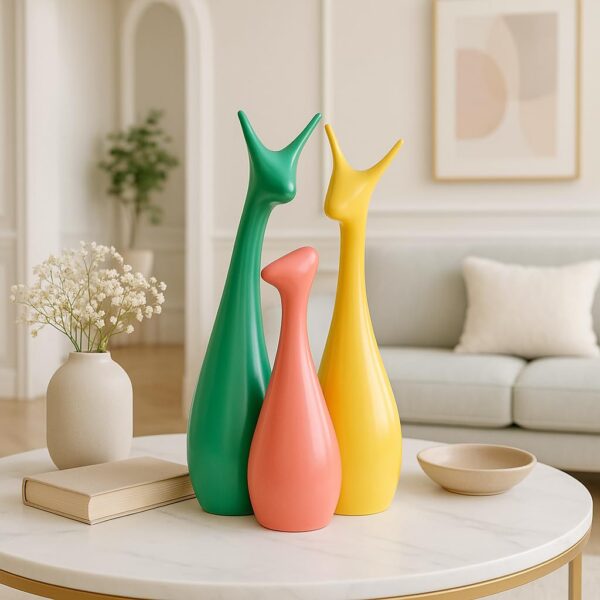 Beautiful Home Decor Lucky Deer Statue Family Ceramic Statues - (Set of 3, Multicolor)