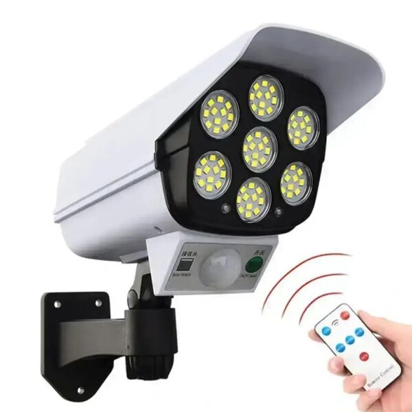 Best Solar Outdoor Motion Sensor Solar Lights 77 LEDs Spotlight with Remote Controller Floodlights Waterproof, Wireless Dummy Decoy Fake Security Camera