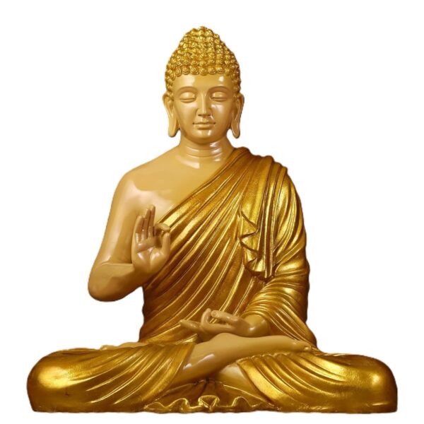Big Size Meditating Buddha Idol Statue Showpiece for Home Garden Big Size Meditating Buddha Idol Statue Showpiece for Home Garden Living Room Decor Decoration Gift Gifting Items, 15 inches / 35cm / 1 Feet, Buddha (Green Golden) (Cream & Golden)
