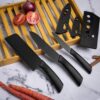 Black Kitchen Knife Set with Sheaths, Non-Stick Coating, Ergonomic Handles, Professional Chef Knives