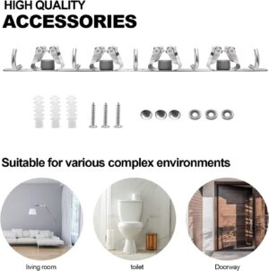 Broom Mop Holder Wall Mount Stainless Steel Wall Mounted Storage Organizer Heavy Duty Tools Hanger with 3 Racks 4 Hooks for Kitchen Bathroom Closet Garage Office Garden-1Pc, Hanging Shelves