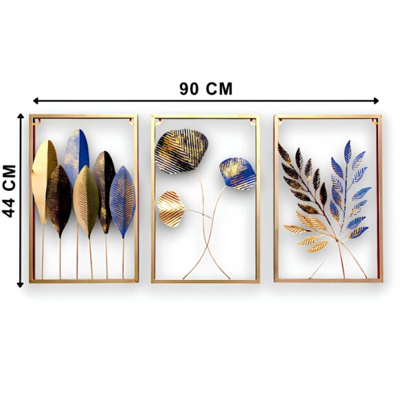 Brovion™-Metal-Wall-Art-Set-of-3-–-Rectangular-Frame-Leaf-Design-Panels-44x30-CM-Each-Handcrafted-Iron-Wall-Decor-for-Living-Room-Bedroom-Hall-Office-–-Gold-Blue-and-Multicolor.jpg Brovion™ Metal Wall Art Set of 3 – Rectangular Frame Leaf Design Panels | 44x30 CM Each | Handcrafted Iron Wall Decor for Living Room, Bedroom, Hall, Office – Gold, Blue, and Multicolor