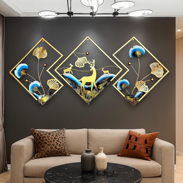 Brovion™-Metal-Wall-Decor-for-Living-Room-Set-of-3-Panels-Green-Gold-Wall-Hanging-Decor-Item-with-Trees-Deer-Flowers-Butterfly-Modern-Metal-Wall-Decor-for-Bedroom-Hall-Office-Home-Size-20x20-inch.jpg Brovion™ Metal Wall Decor for Living Room - Set of 3 Panels Green & Gold Wall Hanging Decor Item with Trees, Deer, Flowers & Butterfly | Modern Metal Wall Decor for Bedroom, Hall, Office & Home (Size 20x20 inch)