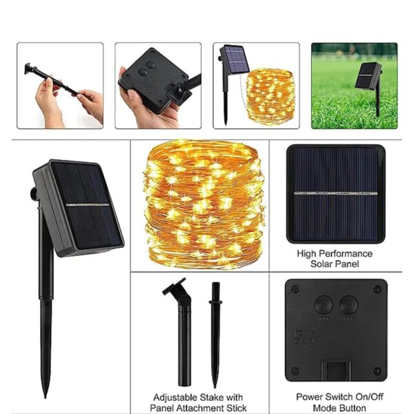 CBK Solar Fairy String Light 200 LEDs 22 Meter Inbuilt Rechargable Batery IP65 Waterproof 8 Mode Copper Wire for Garden Yard Balcony Diwali Christmas Party & Home Decor Led Light