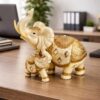 CHIBRO Decorative Elephant Showpiece for Home Décor | Resin Lucky CHIBRO Decorative Elephant Showpiece for Home Décor | Resin Lucky Elephant Statue with Mother & Baby Design | Tabletop Feng Shui Good Luck Idol (White Elephant Family)