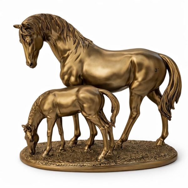 CHIBRO Premium Resin Horse Showpiece for Home Decor | Elegant Golden & Black Horse Figurine | Luxury Tabletop Decorative Sculpture for Living Room, Office & Gifting (Golden Bond Stallion)