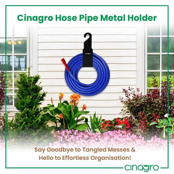 CINAGRO Durable Heavy Duty MS Garden Pipe Stand (Pack of 1 Hang with or Without Wall Mounting, Portable Irrigation Hose Hanger, Garden Pipe Holder Hook (Square Holder, MS Metal)