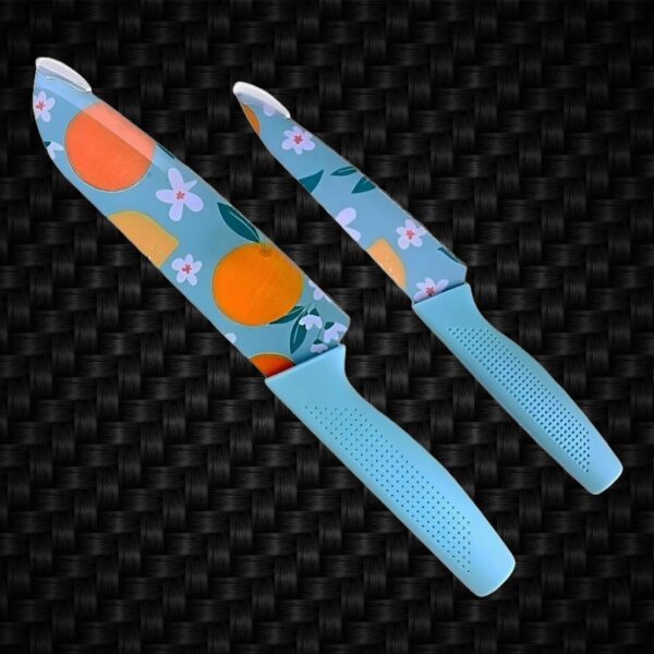 Carrot Kitchen Knife Stainless Steel 2 Pieces Professional Knife Set with Color Printing and Non-Slip Handle (Multi Color Printed)
