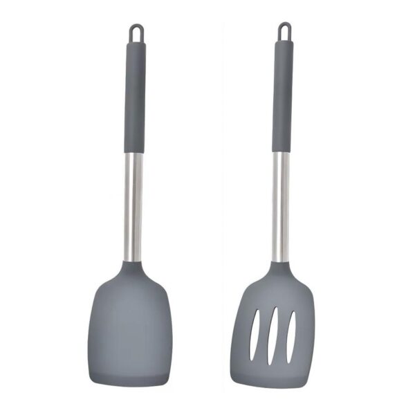 Carrot - Pack of 2 Silicone Solid Spatula Turner,Non Stick Carrot - Pack of 2 Silicone Solid Spatula Turner,Non Stick Slotted Kitchen Spatulas,High Heat Resistant BPA Free Cooking Utensils,Ideal Cookware for Fish,Eggs,Pancakes (Grey)