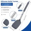 Carrot - Pack of 2 Silicone Solid Spatula Turner,Non Stick Slotted Kitchen Spatulas,High Heat Resistant BPA Free Cooking Utensils,Ideal Cookware for Fish,Eggs,Pancakes (Grey)