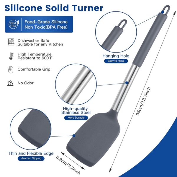 Carrot-Pack-of-2-Silicone-Solid-Spatula-TurnerNon-Stick-Slotted-Kitchen-SpatulasHigh-Heat-Resistant-BPA-Free-Cooking-UtensilsIdeal-Cookware-for-FishEggsPancakes-Grey.jpg Carrot - Pack of 2 Silicone Solid Spatula Turner,Non Stick Slotted Kitchen Spatulas,High Heat Resistant BPA Free Cooking Utensils,Ideal Cookware for Fish,Eggs,Pancakes (Grey)