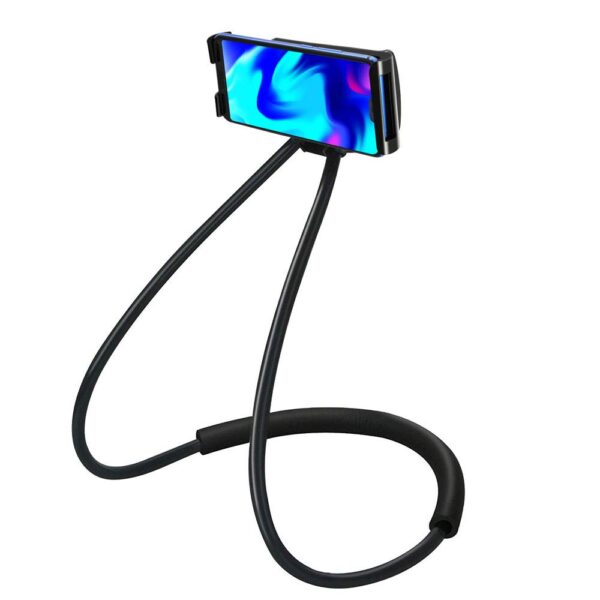 Cell Phone Holder Hanging on The Neck, 360° Rotation Flexible Cell Phone Holder Hanging on The Neck, 360° Rotation Flexible Mobile Phone Neck Holder, Lazy Phone Holder Mount for Smartphone, Mini-Tablet (Black)