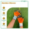 Cinagro Garden Gloves for Gardening Work, Durable Hand Gloves for Home Garden Use, Essential Gardening Accessories for Plant Care, Digging, Weeding & Outdoor Tasks, Reusable Protective Gloves (Orange)
