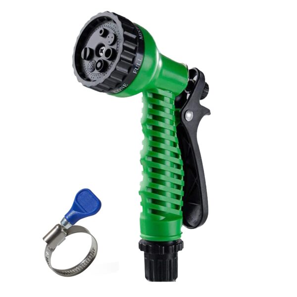 Cinagro Garden Hose 7 Pattern High Pressure Garden Hose Nozzle Cinagro Garden Hose 7 Pattern High Pressure Garden Hose Nozzle Spray Gun, Pressure Control Valve, 360° Adjustable & Leak Proof, Gardening Washing Water Spray for Plants (with 1 Clamp)