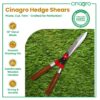Cinagro Hedge Shears for Gardening (1 Pc, Metal Blade, Wooden Handle), Heavy Duty Hedge Pruner Shear Cutter & Plant Branch Cutter for Lawns or Garden, Garden Scissors for Cutting Plant Stem