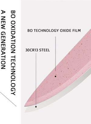 Colorful Kitchen Knives Set Cute Fruit Knife Set with Gift Box, Environmental Wheat Straw Material Handle, Sharp Professional Chef Knife