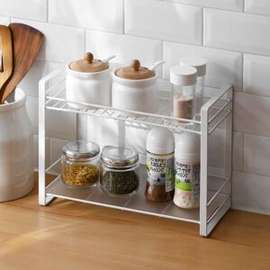 Craftland Wrought Iron Countertop/Cabinet 2 Tier Kitchen Organiser/stand/Shelf/Holder/Utensils Rack for Craftland Wrought Iron Countertop/Cabinet 2 Tier Kitchen Organiser/stand/Shelf/Holder/Utensils Rack for Spices Jars (White)