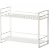 Craftland Wrought Iron Countertop/Cabinet 2 Tier Kitchen Organiser/stand/Shelf/Holder/Utensils Rack for Spices Jars (White)