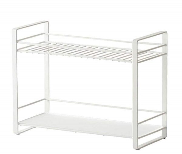 Craftland Wrought Iron Countertop/Cabinet 2 Tier Kitchen Organiser/stand/Shelf/Holder/Utensils Rack for Spices Jars (White)