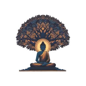 Creative Edge Buddha Under Kalpa Tree Multicolor Decorative Wall Sticker (61 cm x 58 cm)