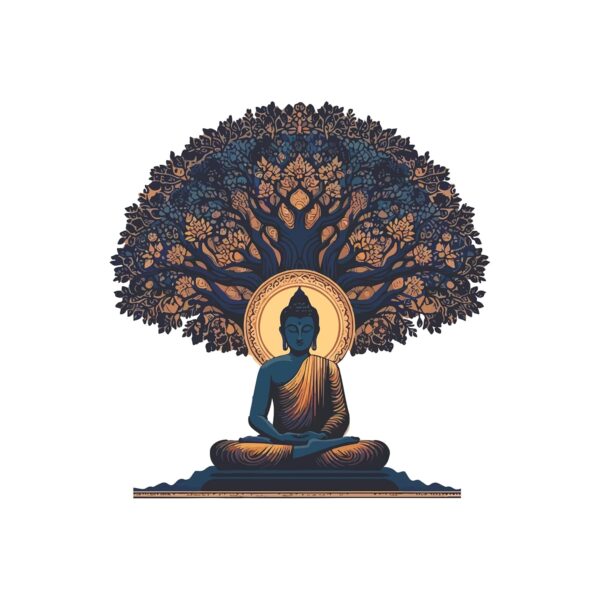 Creative Edge Buddha Under Kalpa Tree Multicolor Decorative Wall Sticker Creative Edge Buddha Under Kalpa Tree Multicolor Decorative Wall Sticker (61 cm x 58 cm)
