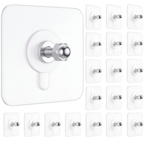 DALUCI 20 Pcs Self Adhesive Screw Hooks for Hanging | Heavy Duty Adhesive Wall Hooks for Wall Heavy Items | Sticker Screw Wall Hook Without Drilling, Nail Free Wall Hooks for Clothes Towels & Home