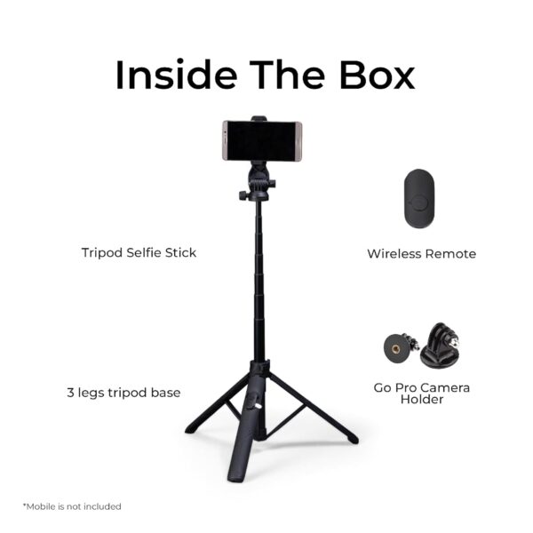 DIGITEK® (DTR-525 SS) 160 CM Long Tripod Selfie Stick with Wireless Remote, Aluminum Rod with 3 Legs Base, 360° Head, GoPro Adapter, 7 Section Adjustment - Compatible with Phones & Action Cameras