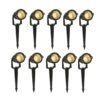D'Mak 3 Watt and Spike Focus 'IP65 ' Water Resistant and Adjustable 180° Black Aluminium Body Outdoor LED Garden Lights (Warm White) - Pack of 10