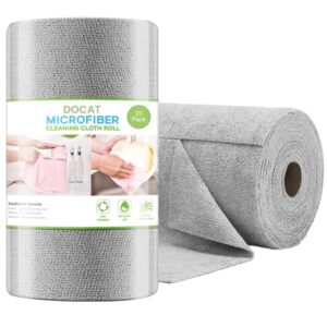 DOCAT Microfiber Cleaning Cloth Roll 25x25 cm, Reusable and Washable DOCAT Microfiber Cleaning Cloth Roll 25x25 cm, Reusable and Washable Tear-Away Kitchen Towel Roll, Very Soft Cleaning Cloths for Home, Kitchen, Office, Electronics, Car Cleaning (Grey, 20 Pack)