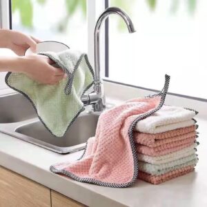 DOCAT Microfiber Cleaning Cloth Super Absorbent Reusable Microfiber Kitchen Towel, Multipurpose Cleaning Towels for Kitchen, Car, Window, Stainless Steel, Silverware, 10 Pack 25 x 25cm (Solid)