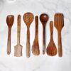 Decorlay Natural Wooden Spoon Set For Cooking Includes Frying Serving Spatula Chapati Dessert Rice Spoons Wooden For Nonstick Cookware Kitchen Utensils And Cooking Spoon Set Of 7 - 35.56 Cm